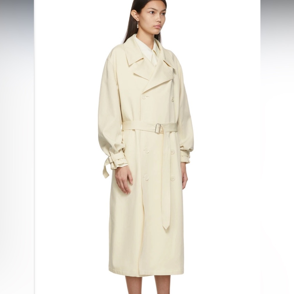 Lemaire Beige Wool Soft Coat - Large